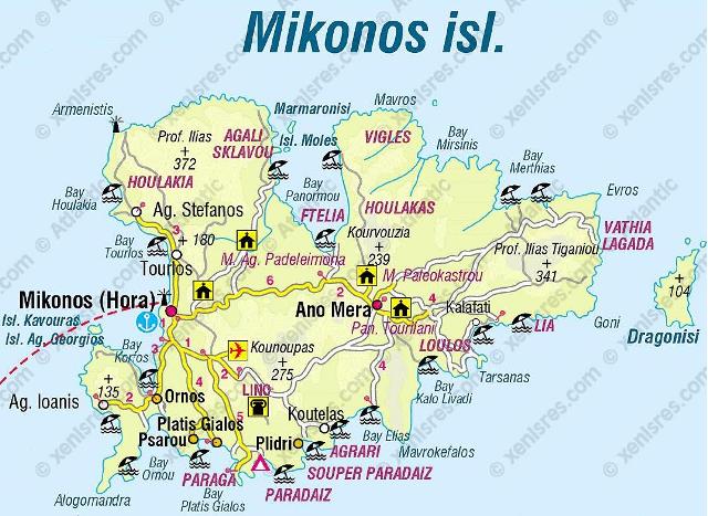 Map Of Mykonos Greece